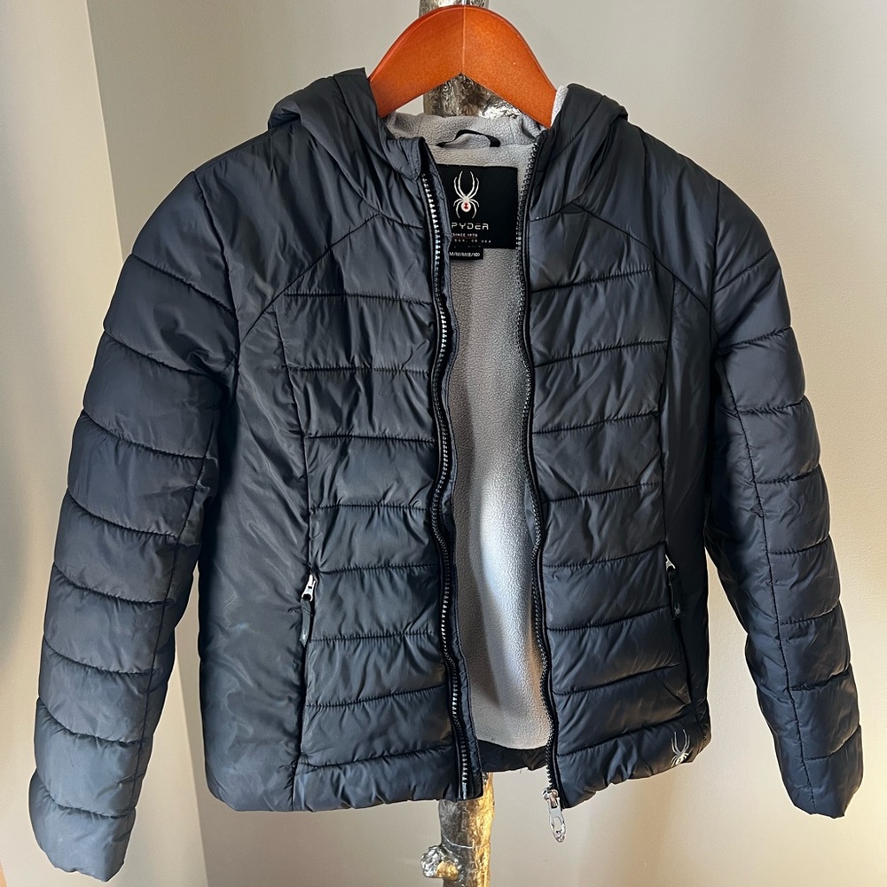 Spyder Youth Girl's Clara Short Black Hooded Puffer Jacket